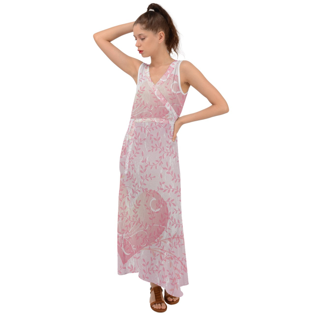 V-Neck Chiffon Maxi Dress