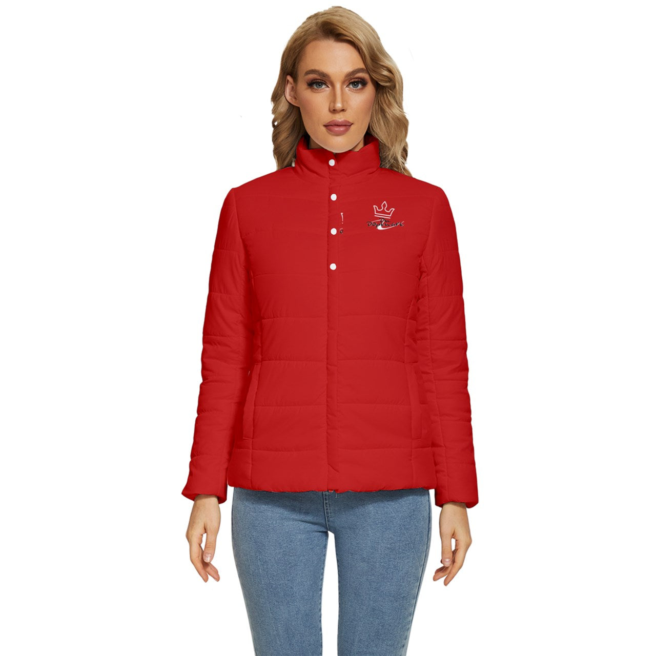 Women's Red Puffer Bubble Jacket Coat