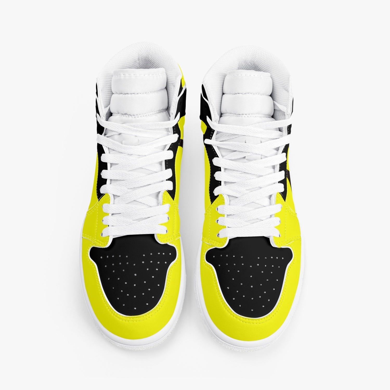 High-Top Leather Sneakers - Yellow and Black