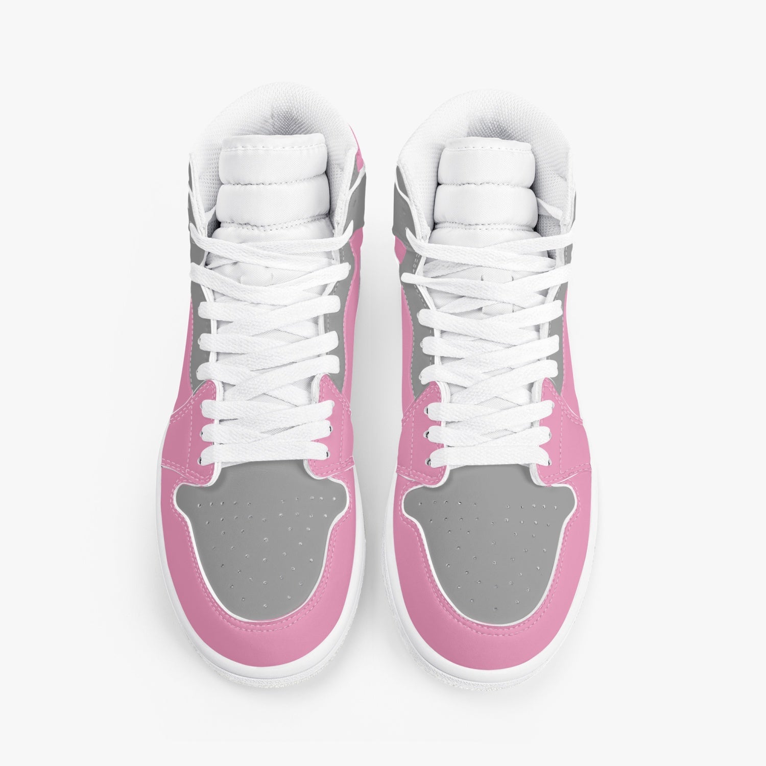 High-Top Leather Sneakers - Gray And Pink