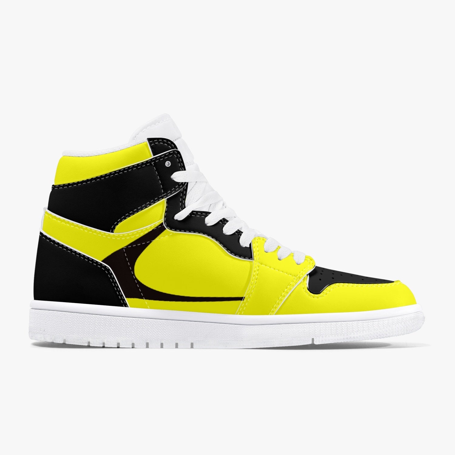 High-Top Leather Sneakers - Yellow and Black