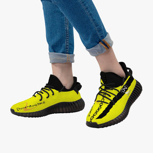 Trendy Mesh Knit Sneakers - Black and Yellow