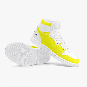 High-Top Leather Sneakers - White and Yellow