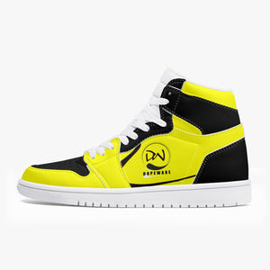 High-Top Leather Sneakers - Yellow and Black