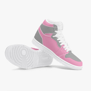 High-Top Leather Sneakers - Gray And Pink