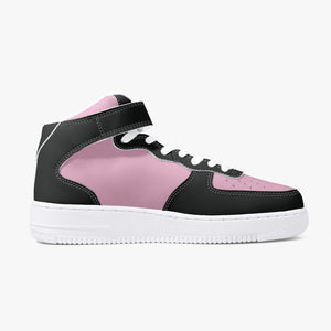 New High-Top Leather Sports Sneakers Pink and Black