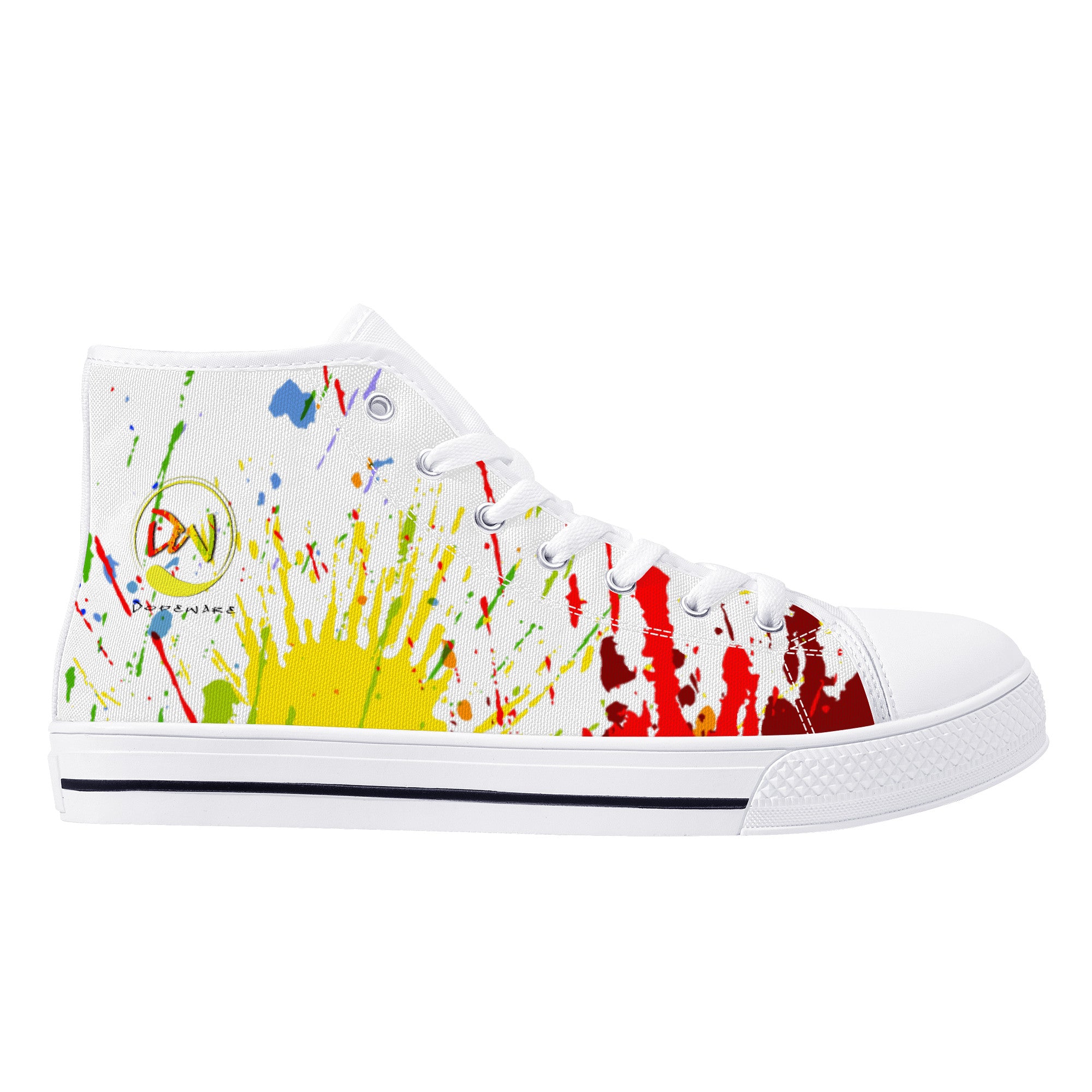 D25 High-Top Canvas Shoes - White Painted Colors