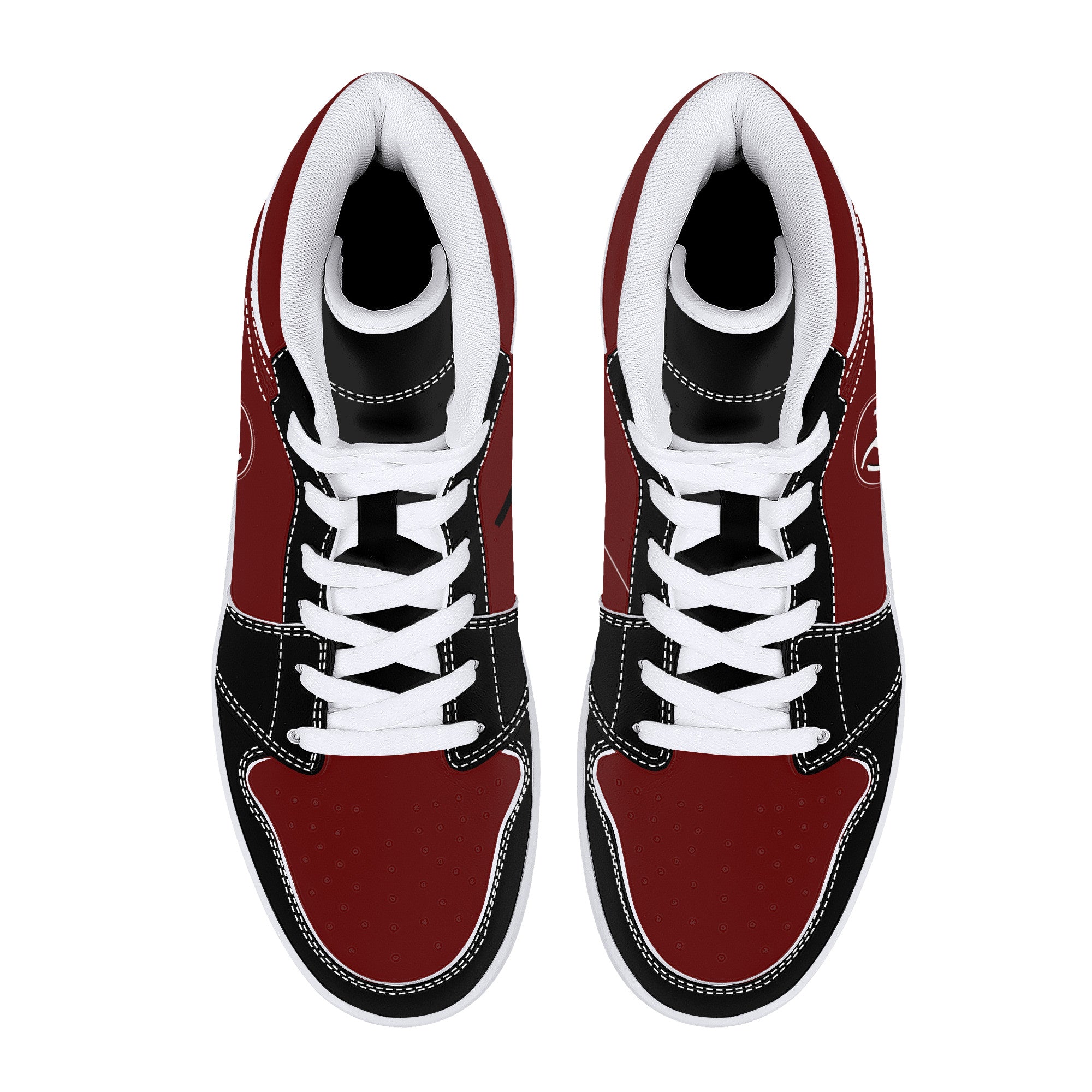 D16 High-Top Leather Sneakers - Burgundy and Black