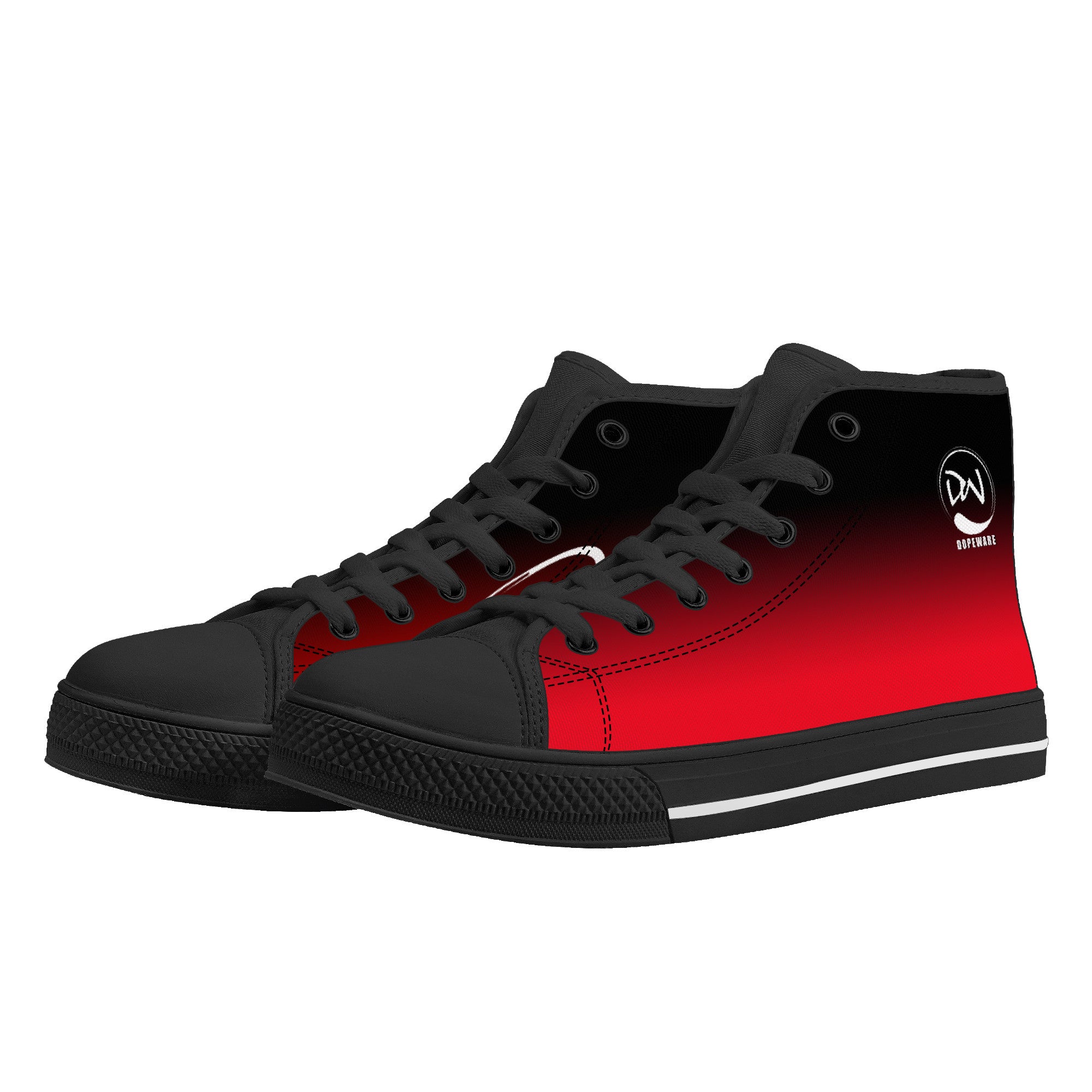 D25 High-Top Canvas Shoes - Black and Red