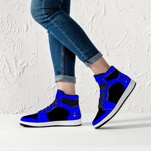 D16 High-Top Leather Sneakers - Black and Blue