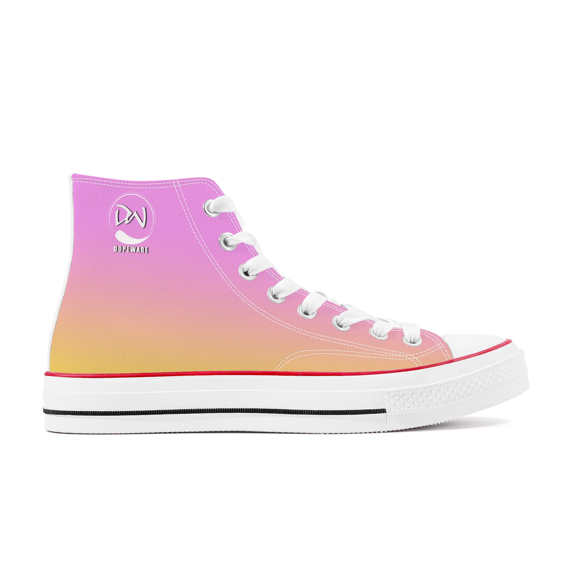 D70 High Top Canvas Shoes - Pink & Yellow