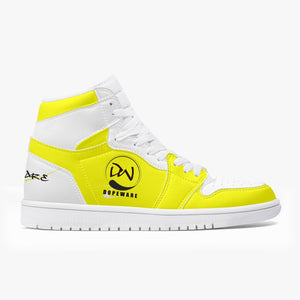 High-Top Leather Sneakers - White and Yellow