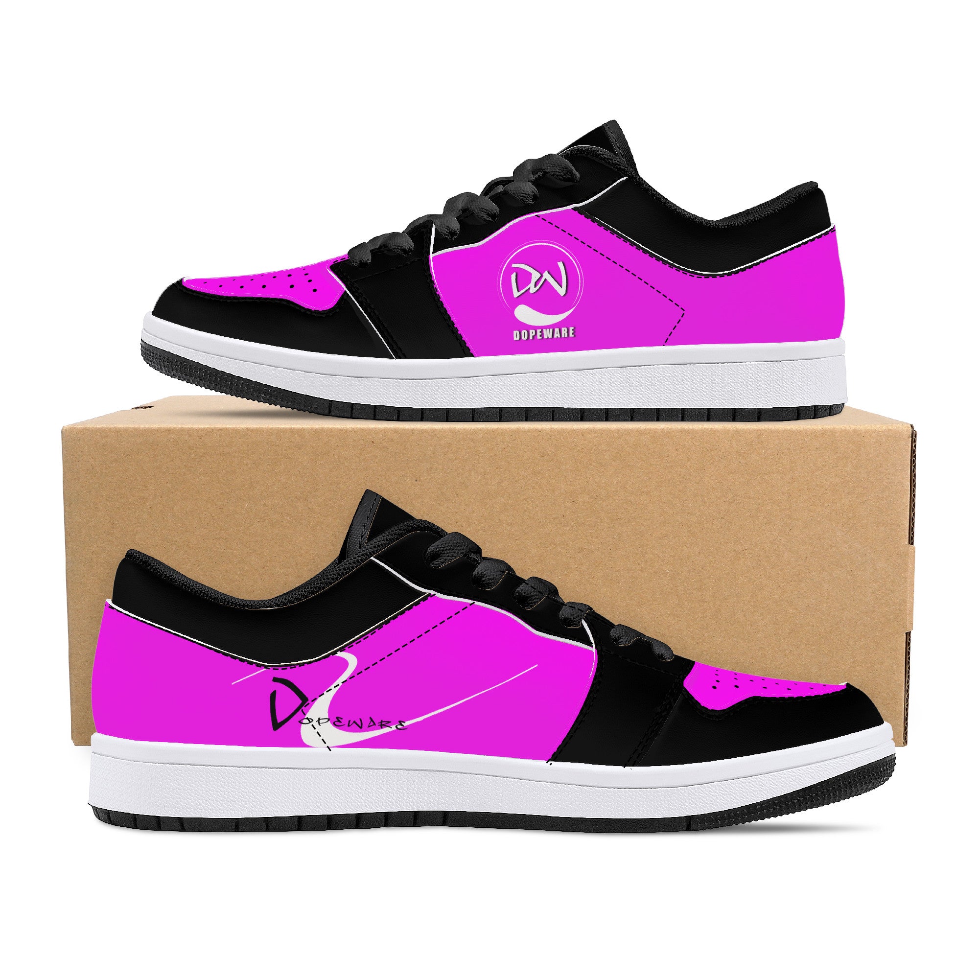 D15 Low-Top Leather Sneakers - Black and Pink