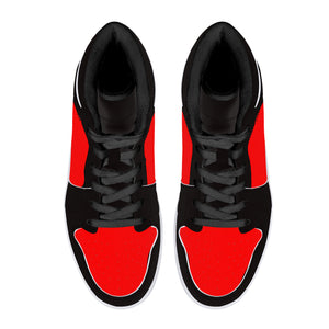 D16 High-Top Leather Sneakers - Black ands Red