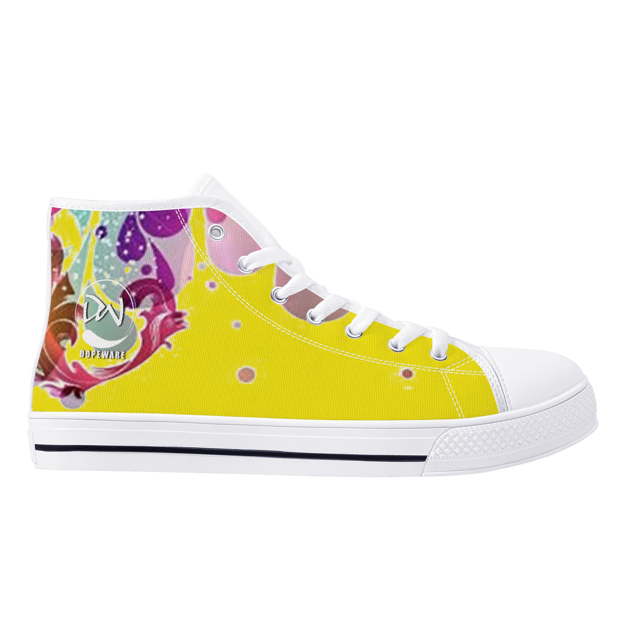 D25 High-Top Canvas Shoes - White  and flower design