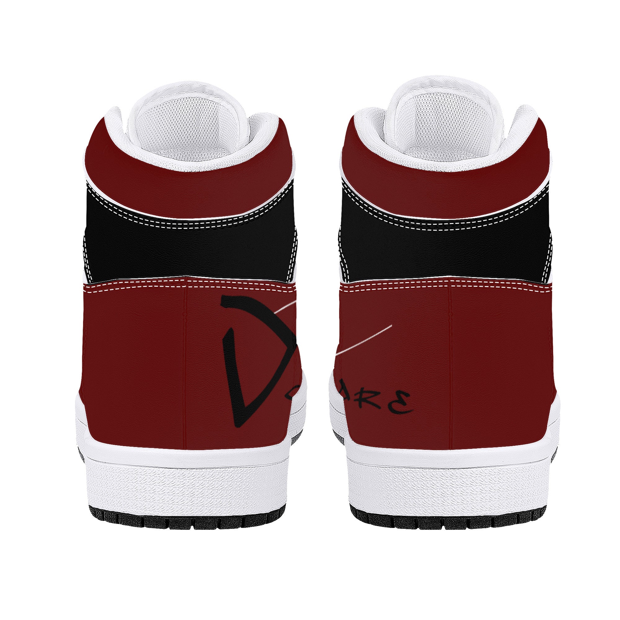 D16 High-Top Leather Sneakers - Burgundy and Black