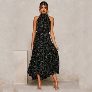 Summer Long Dress Polka Dot Casual Dresses Black Sexy Halter Strapless New 2020 Yellow Sundress Vacation Clothes For Women