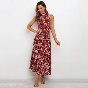 Summer Long Dress Polka Dot Casual Dresses Black Sexy Halter Strapless New 2020 Yellow Sundress Vacation Clothes For Women