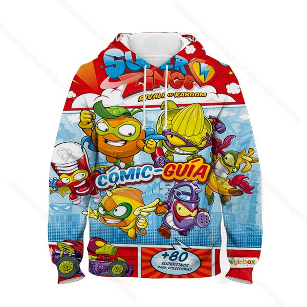 Children Super Zings Hoodie Boys Girls Cartoon 3D Printed Pullovers Kids Superzings Sweatshirt Harajuku Streetwear Spring Winter