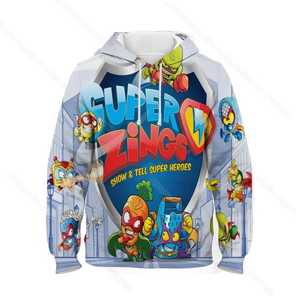 Children Super Zings Hoodie Boys Girls Cartoon 3D Printed Pullovers Kids Superzings Sweatshirt Harajuku Streetwear Spring Winter