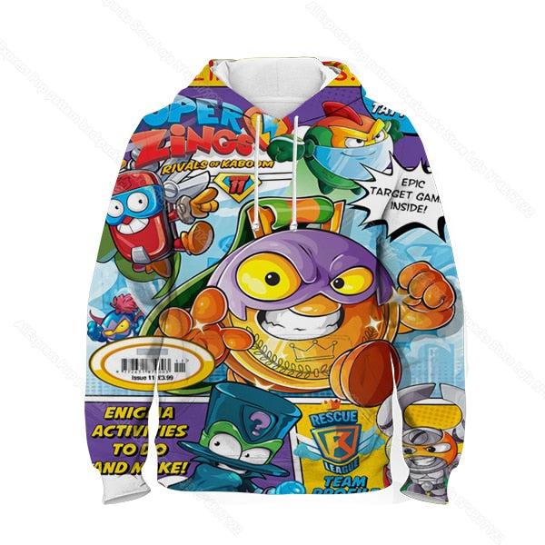 Children Super Zings Hoodie Boys Girls Cartoon 3D Printed Pullovers Kids Superzings Sweatshirt Harajuku Streetwear Spring Winter