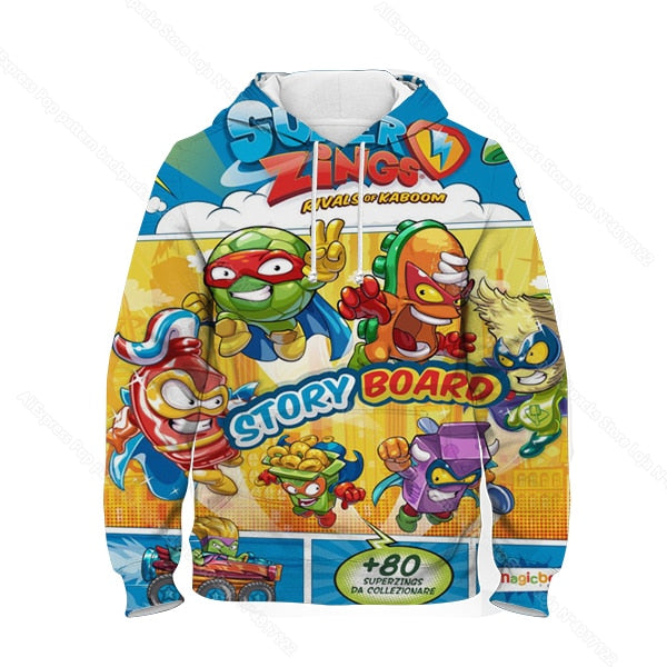 Children Super Zings Hoodie Boys Girls Cartoon 3D Printed Pullovers Kids Superzings Sweatshirt Harajuku Streetwear Spring Winter