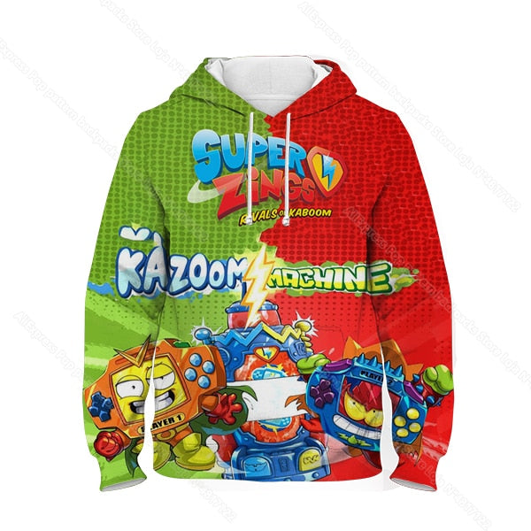 Children Super Zings Hoodie Boys Girls Cartoon 3D Printed Pullovers Kids Superzings Sweatshirt Harajuku Streetwear Spring Winter