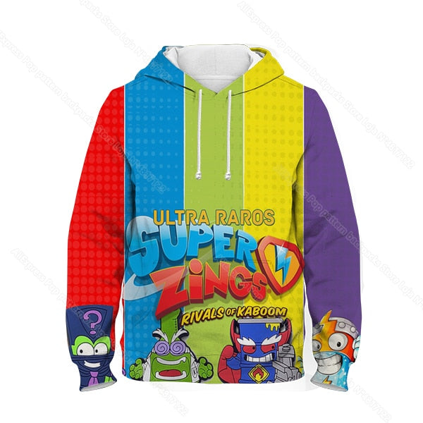 Children Super Zings Hoodie Boys Girls Cartoon 3D Printed Pullovers Kids Superzings Sweatshirt Harajuku Streetwear Spring Winter