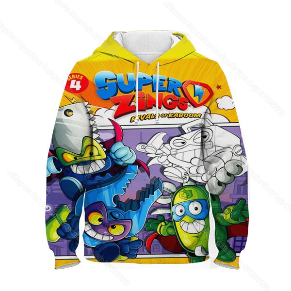 Children Super Zings Hoodie Boys Girls Cartoon 3D Printed Pullovers Kids Superzings Sweatshirt Harajuku Streetwear Spring Winter