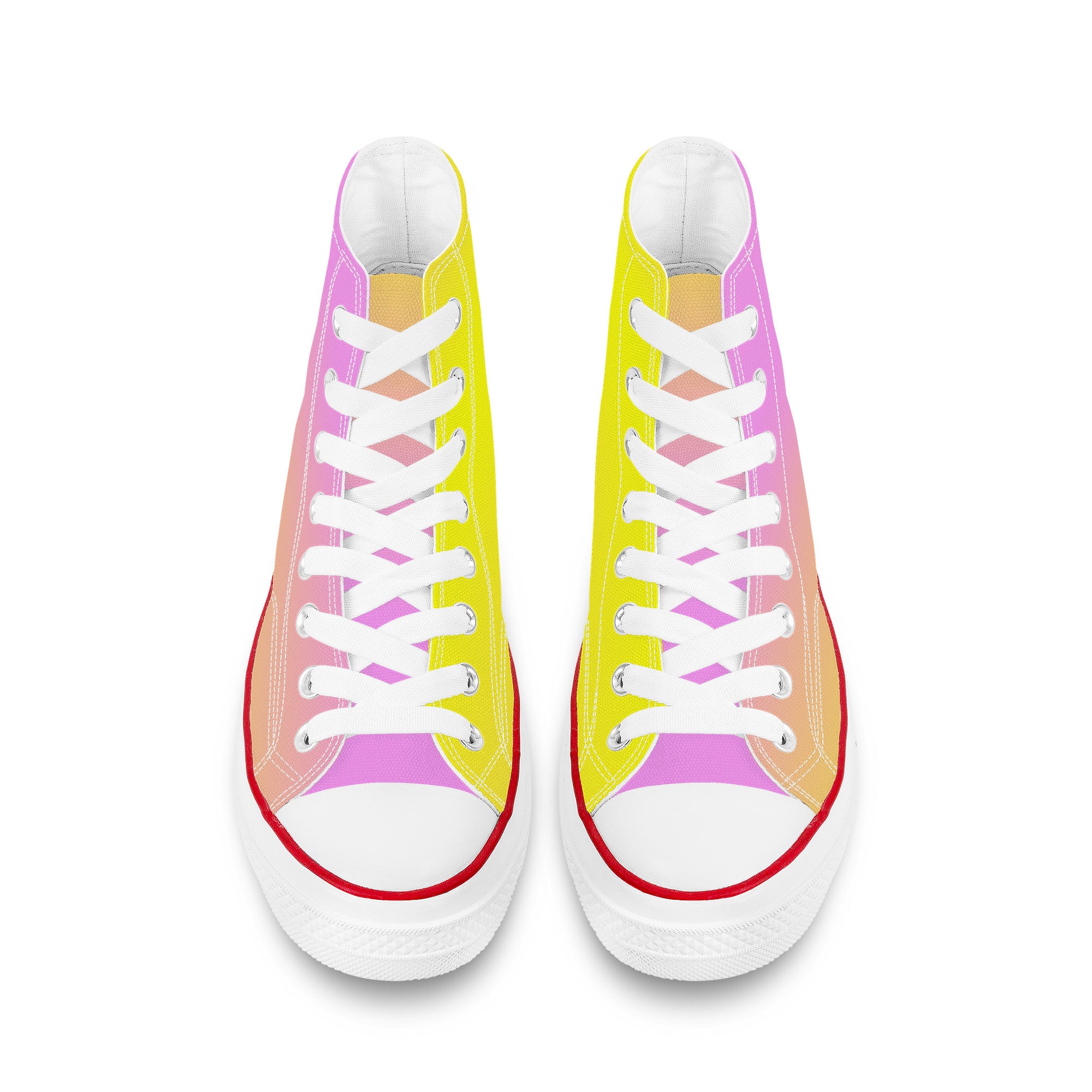 D70 High Top Canvas Shoes - Pink & Yellow