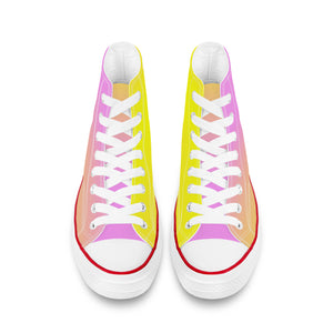 D70 High Top Canvas Shoes - Pink & Yellow