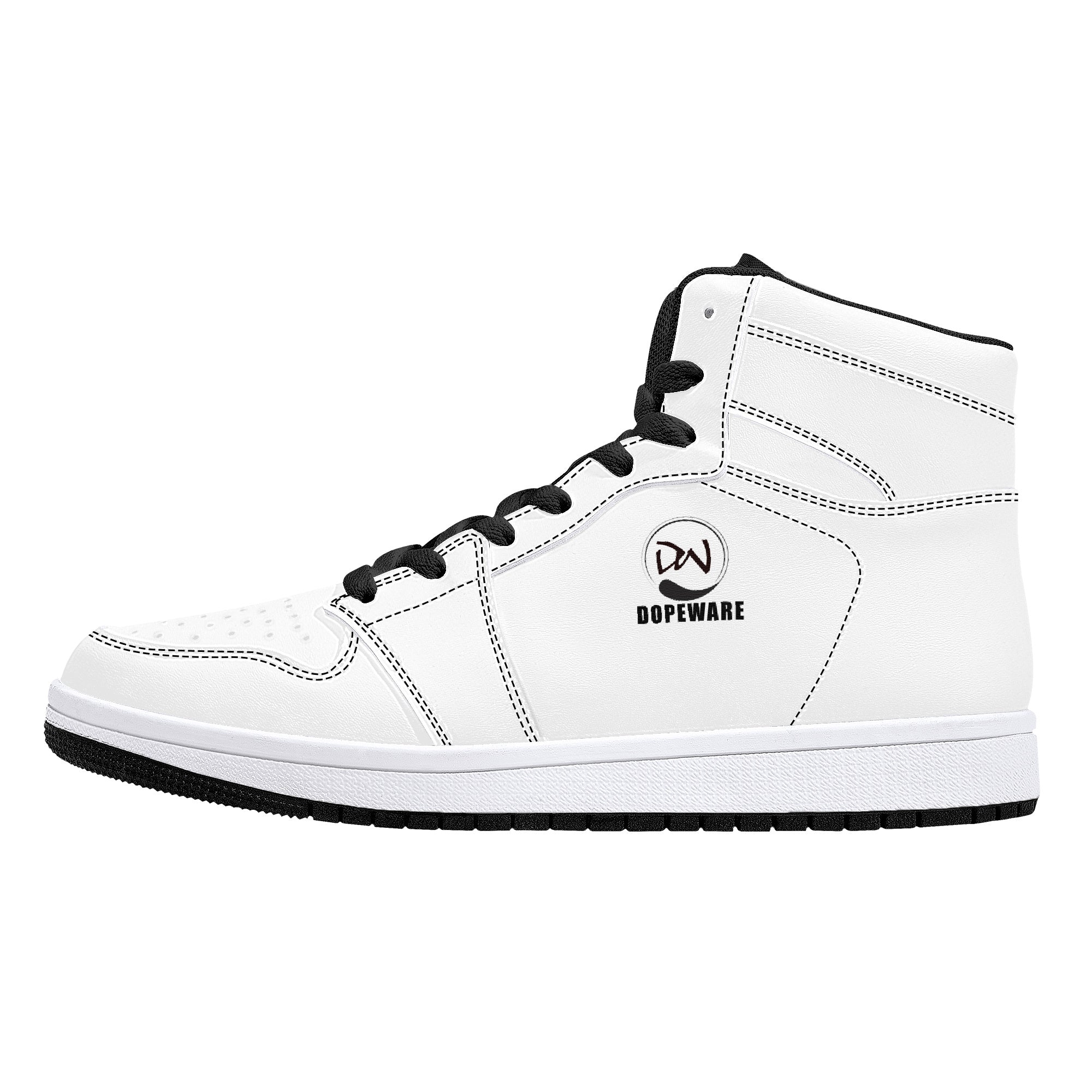 D16 High-Top Leather Sneakers - White