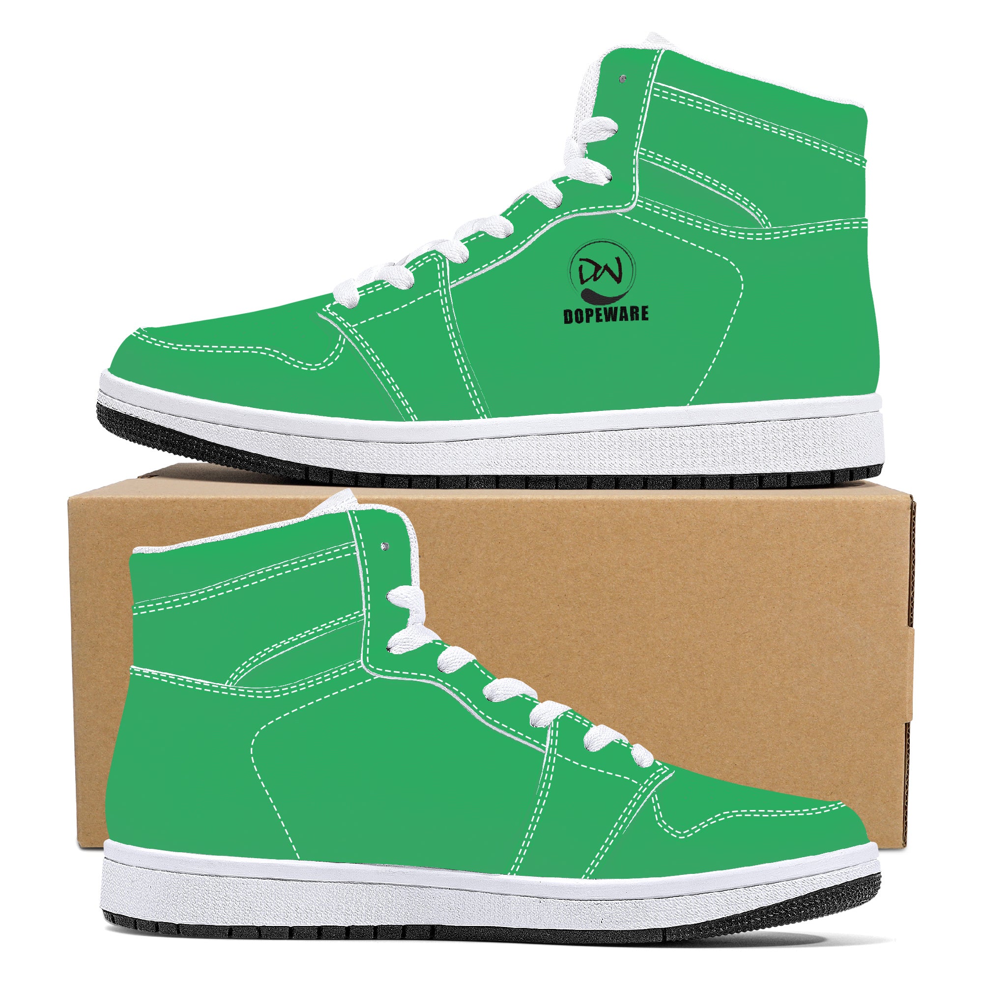 D16 High-Top Leather Sneakers - Green