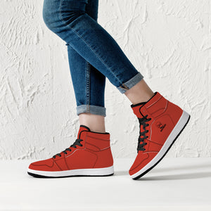 D16 High-Top Leather Sneakers - Red