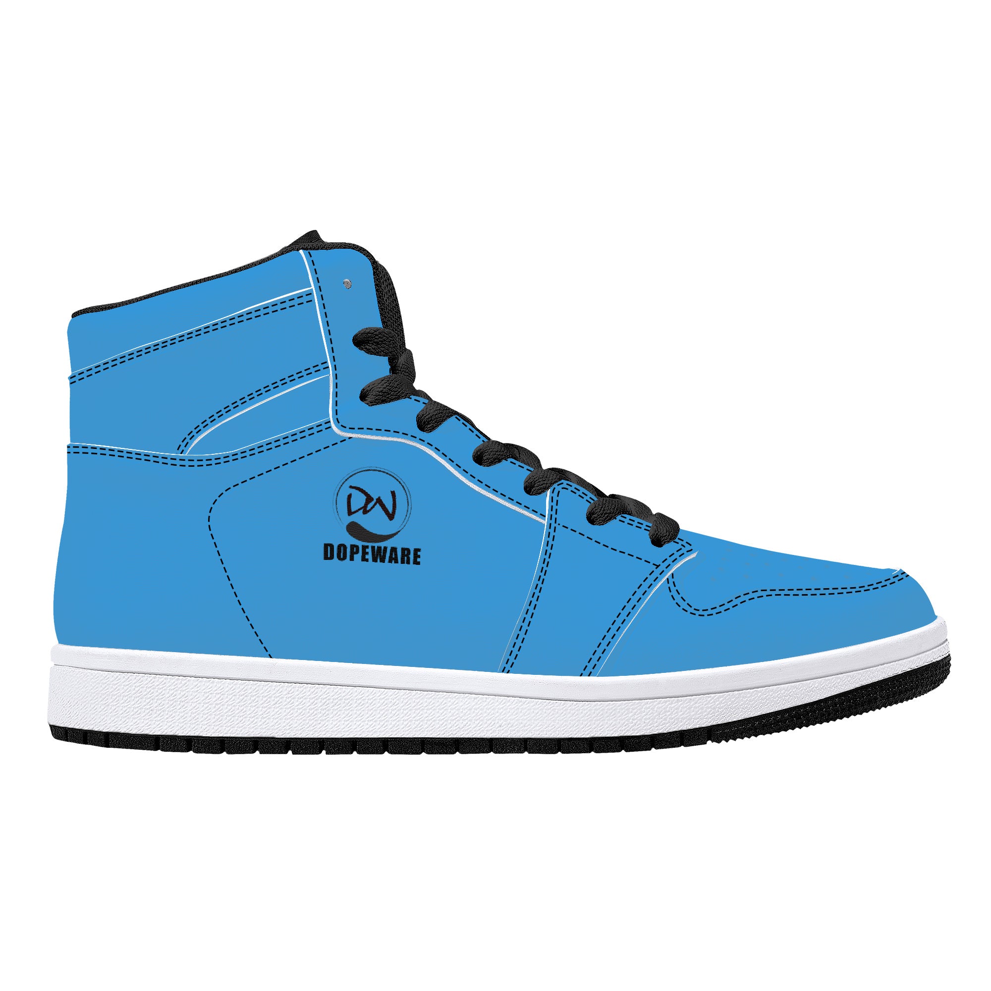 D16 High-Top Leather Sneakers - Light Blue