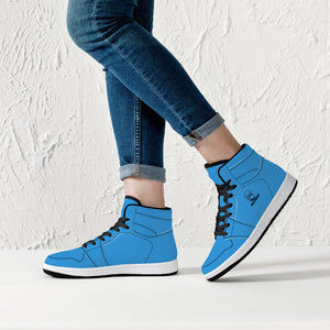 D16 High-Top Leather Sneakers - Light Blue